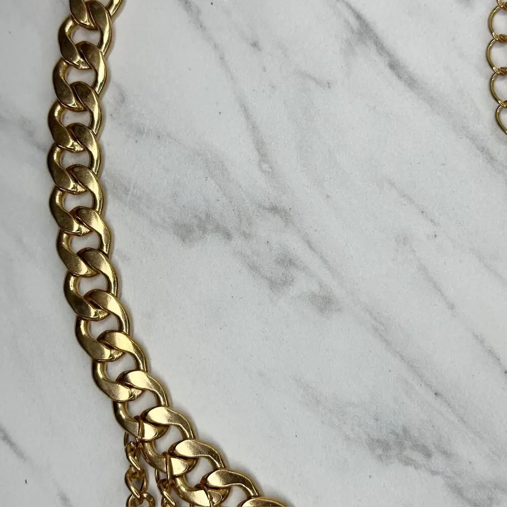 Draped Gold Curb Chain Belt Multi Strand OS ✨